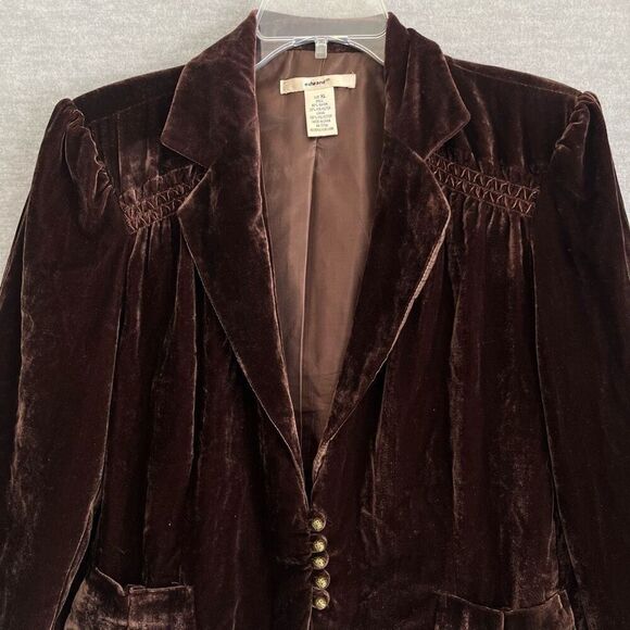 Edward Brown Velvet Jacket Women's XL Shirred Whimsigoth Victorian Puff Sleeve - Picture 2 of 11